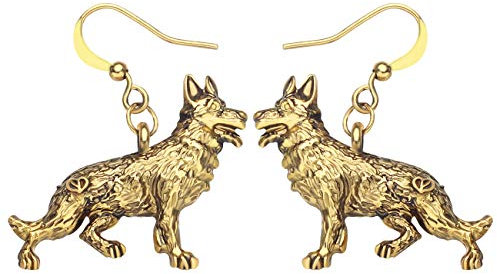 DALANE Zinklegierung Deutscher Schäferhund Ohrringe Baumeln Haustiere Welpen Schmuck Geschenke für Damen Mädchen Kinder (Antik vergoldet)