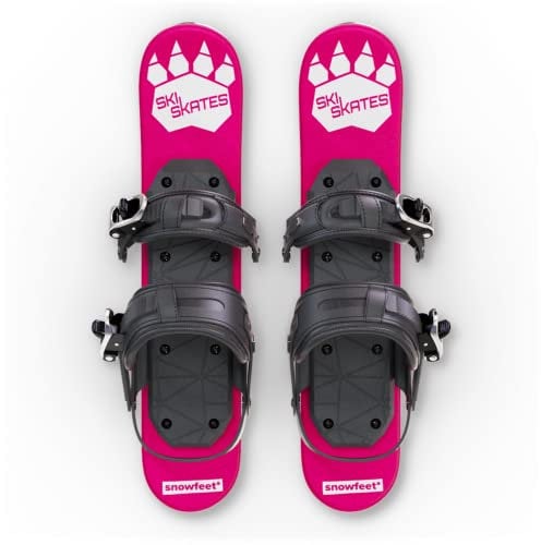Skiskates - Mini Ski Skates für den Schnee | Skating Skis Snowblades Skiboards | Schlittschuhe für Schnee | Die Kürzesten Skier (Pink | Snowboard Bindings)