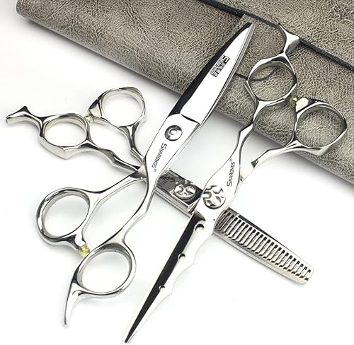 SHARONDS professionelle Friseurschere 6 Zoll Haarschneideschere 440C Salonschere Friseur Effilierschere Set 30-35% Ausdünnungsrate… (Drei Stück Set)