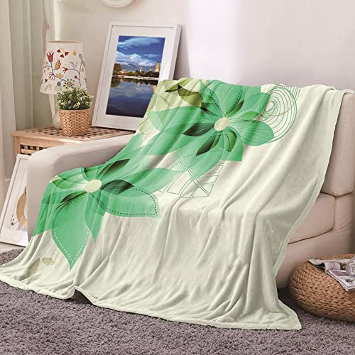 Wohndecke XL, Wohndecke Vintage Warm Grün Sofaüberwurf Flanell Mit Blumen und Blättern Sofadecke Couchdecke 180X220CM