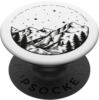 PopSockets An die Sterne, die zuhören, und an die Träume, die wahr werden PopGrip - Schwarz - Handy-Halter mit auswechselbarem Halter für Handys
