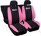 Auto Accessori Lupex | Coprisedili Auto Compatibili con 600 Seicento, Colore Nero Rosa, Made In Italy, Tessuto Policotone, Nome Auto Ricamato, Fodere Sedili Anteriori e Posteriori