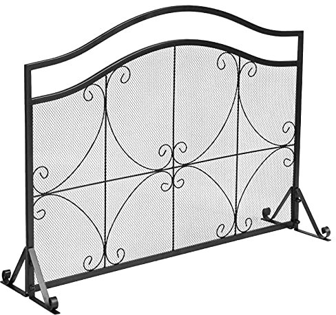 GOPLUS Écran de Cheminée pour Isolation des Étincelles et Cendres, Pare-Feu de Cheminée, Panneau Protection Cheminée Décoratif, pour Salon, Chambre, 113 x 34 x 84 cm, Noir