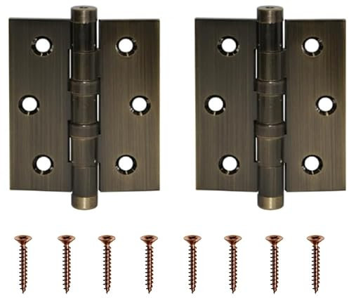 Kit 2 Cerniere a Libro e Viti di Fissaggio - Cerniera per Ante Armadio, Cucina, Credenza, Comodini e Cassettiere - Montaggio Facile e Veloce - Chiusura Cerniera a Scomparsa - Color Bronzo