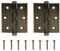 Kit 2 Cerniere a Libro e Viti di Fissaggio - Cerniera per Ante Armadio, Cucina, Credenza, Comodini e Cassettiere - Montaggio Facile e Veloce - Chiusura Cerniera a Scomparsa - Color Bronzo