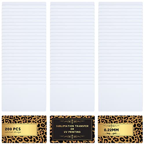 200 Stück weiße Sublimations-Visitenkarten aus Metall, Aluminium-Rohlinge, Namenskarte, Sublimation, Metallrohlinge, festliche Geschenkkarte, 5.4x8.5 cm