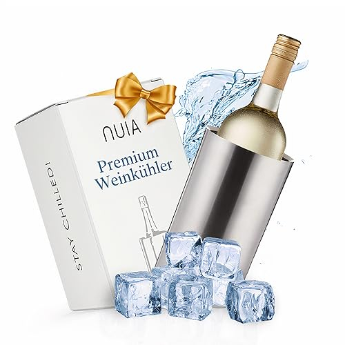 NUIA® Flaschenkühler für Wein, Champagner, Sekt und Wasser Flaschen - Getränkekühler auch Outdoor geeignet - doppelwandiger Sektkühler aus Edelstahl - Weinflaschenkühler für Zuhause oder Unterwegs