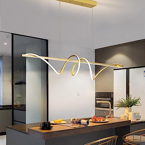 Mikeru Suspension Moderne En Spirale Luminaire De 100cm, Luminaire Avec Fonction De Mémoire, Suspension De Plafond Réglable En Hauteur De 150cm Télécommande, Adaptée Pour Les Restaurants, Les Espaces