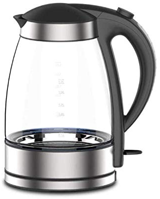 Hervidor de agua de vidrio de borosilicato alto Hervidor eléctrico Hogar Apagado automático Hervidor transparente Hervidor rápido Hervidor eléctrico,Blanco,A Present