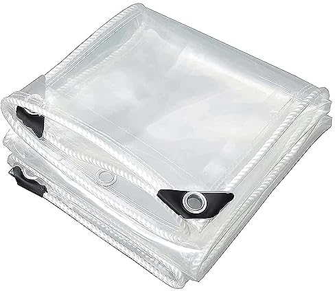Amunpitic Transparente Abdeckplane Verdickte 5x8m, PVC wasserdichte Transparente Plane Mit öSen, Kunststoffplane ReißFeste, für Terrasse Pavillon Gärten Gewächshaus AußEnbereich