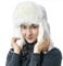 HEYANN Fliegermütze Damen Weiß Wintermütze Uschanka Trapper Damen Russische Warme Mütze mit Ohrenklappen Winter Bomber Hut Unisex Fliegermütze Fellmütze für Herren (L/XL, Weiß)