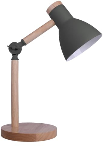 Bel Air Home - Schreibtischlampe TEACHER Serie 1xE-27 aus Metall und Holz für stilvolles Arbeiten und Lernen. Wohnzimmer oder Schlafzimmer. Farbe: natur (GLÜHBIRNE NICHT INBEGRIFFEN) (GRAU)