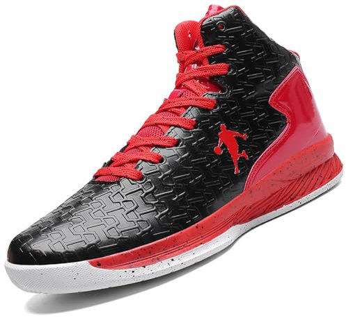 Rokiemen Scarpe da Basket da Uomo High Top Scarpe da Ginnastica Trainers Moda Sportive Outdoor Fitness Running Sneakers Respirabile Nero Rosso EU 40
