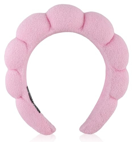 YUXIANLB Spa Stirnband Für Frauen Schwamm Stirnband Zum Waschen Des Gesichts Weiche Hautpflege Stirnbänder Für Make-Up Gesichtswasch Stirnband Haar Accessoires Für Dusch Make-Up Hautpflege (Rosa)