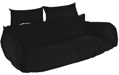 Home DELXUE - Polyrattan Hängesessel Twin - nur Kissen, Farbe: Schwarz