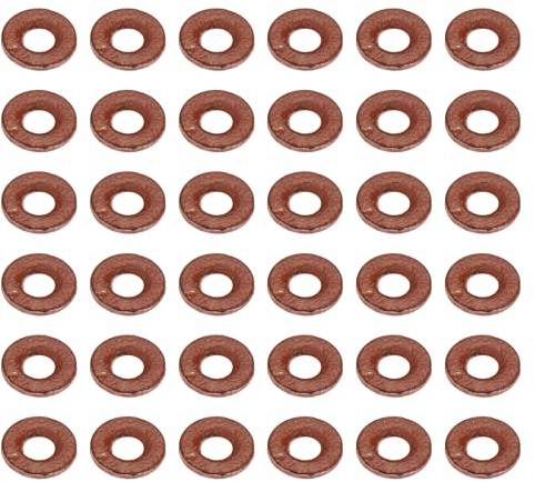 PATIKIL 6mm Leather Washers, 200pcs Leather Handle Washers Leather Spacer Cushion Washers 1.5 mm Thick Round for Knife Handle Hammer Hatchet Badge Bicycle Seat Crafts, Reddish Brown