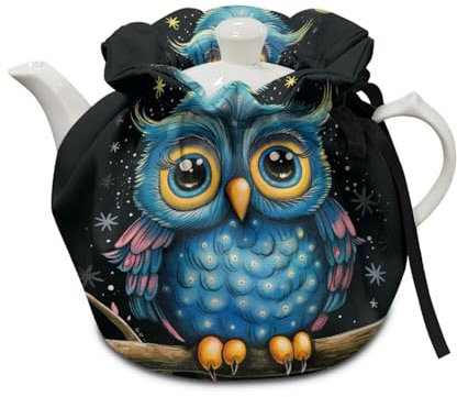 Poceacles Cartoon Owl Teapot Cozy, Dust Proof Insulated Teapot Cover, Keep Warm Home Kitchen Table Decorative Accessories, Kettle Quilt for Hotel Restaurant Tea Party