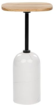 Beistelltisch Metall Heller Holzfarbton/weiß Marmoroptik rund ⌀ 30 cm Oasis