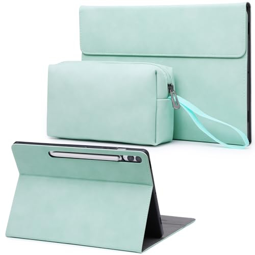 HYZUO Custodia per Samsung Galaxy Tab S9 FE+ Plus/Tab S9+ Plus 12,4 Pollici 2023, Supporto Folio con Portastilo, Sveglia/Sonno Automatico, Cover Case protettiva con Borsa Piccola, Verde Menta