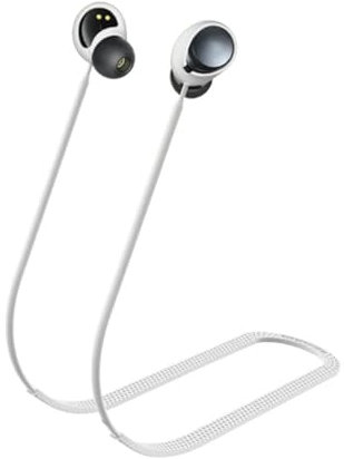 Silicone Anti-Lost Rope Neck Lanyard Compatible For Anker SoundCore Space A40 Bluetooth Earphone Cord Strap (Beige White)