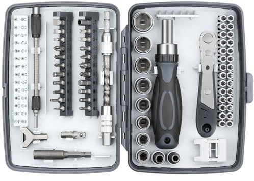 KeenWise Ratchet Screwdriver Set, 68-in-1 Multi-Tool with 180° Rotatable Handle, High-Density CRV Steel Precision Bits, Magnetic Tip, Ergonomic Grip, for Computer, Bike, Car, Home Repairs (9902B)