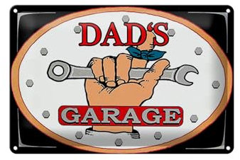 Schild Blech 30x20cm - Made in Germany - Spruch dads Garage Papas Werkstatt