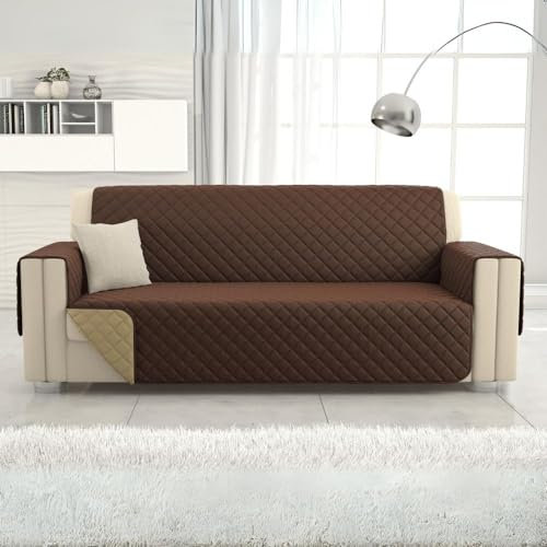 L'ANTICO ARCOLAIO - Copridivano 4 Posti con Braccioli, Antigraffio per Gatto e Cani, Antiscivolo in Microfibra Double Face, Telo Protettivo