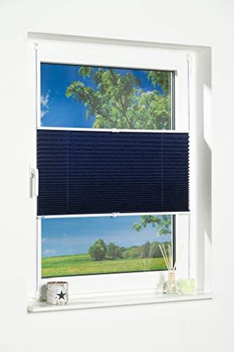 K-Home Klemmfix-Plissee Palma Blau 35 x 130 cm (B x L) Lichtschutz +++ Moderne Crushed Optik +++
