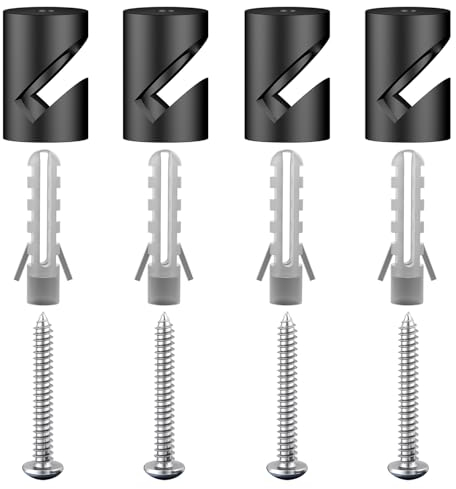 OASHISU 4 Stück Aluminiumlegierung Wand- und Deckenpins V-Stil Schwarz für Textilkabel Deckenbefestigung Affenschaukel Aufputz-Kabelhalter für Lampe DIY mit Schrauben und Dübeln