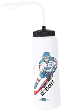Ice Hockey Water Bottle, 1L Large Capacity Sports Water Bottle with Straws for Cycling/Workout/Football, Bend Long Straws