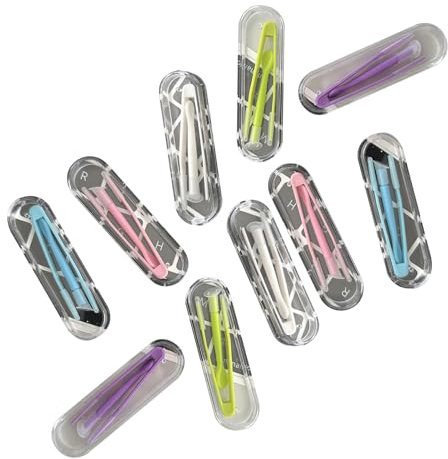 MYSUNBAR Pack of 10 contact lens insertion aid, contact lens container, contact lens vacuum cleaner, contact lens pliers, contact lenses, tweezers, contact lenses, multicoloured, Pocket organiser