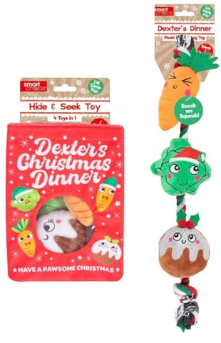 YöL Christmas Plush Rope Tug Squeaky & Hide And Seek Treat Toys Pet Dog Puppy Carrot Sprout Pudding Interactive Stimulating