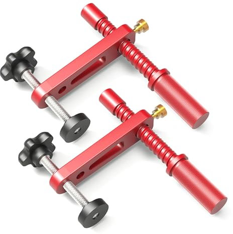 Bench Dog Clamp Set : 20mm Red Woodworking Bench Dog Hole Clamp with Protective Pads, Precision Bench Clamps for Secure Woodworking Projects, Ideal for Mft Tables