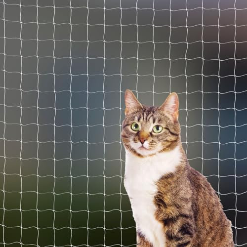 Haushalt International Katzen Sicherheitsnetz, Katzennetz für Balkon 8x3 m weiß, Katzenschutznetz, Schutznetz für Katzen und Kleintiere