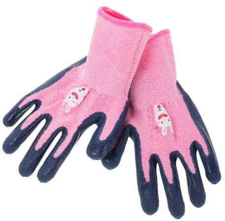 Beavorty Kinder Gartenhandschuhe rutschfest Durchstichfest Aus Polyester Und Elastischen Fasern Atmungsaktiv Und Abriebfest Für Outdoor Camping Sammeln Und Gartenarbeit Größe 3-5 Rosa