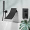 Set doccia per vasca da bagno, 3 fori, colore nero, a cascata con doccetta a cascata con doccetta a cascata, set per doccia, montaggio a parete, miscelatore da incasso, nero