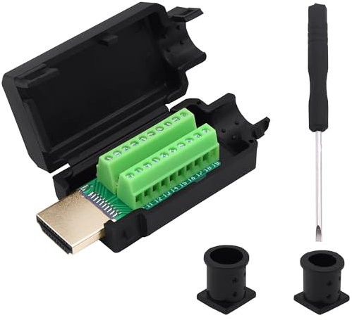 YARCHONN HDMI Screw Terminal Block Repair Kit Connector Adapter HDMI Solderless Male Quick Connector Terminal Breakout Board Adapter Signal Module with Case for DIY Repair