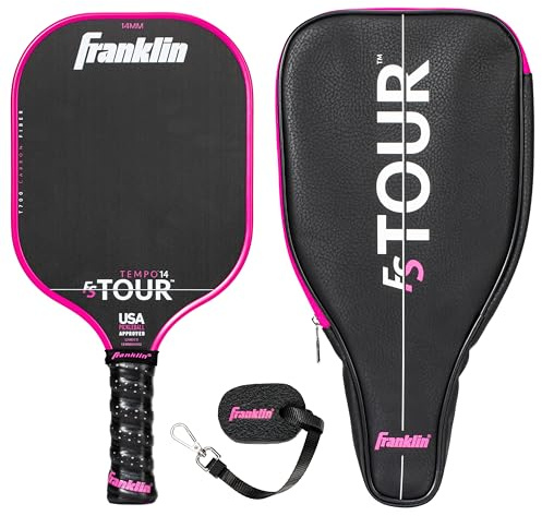 Franklin Sports Ensemble de Raquettes de Pickleball Pro – FS Tour Series en Fibre de Carbone, Housse de pagaie + Gomme à pagaie, Ensemble de pagaie approuvé Officiellement par Les USA Pickleball