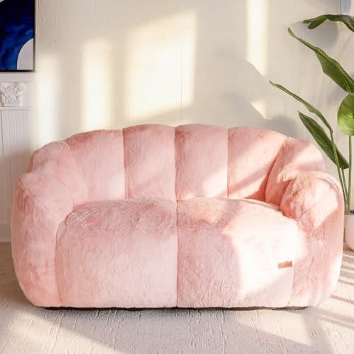 MAXYOYO Sitzsack, Floralförmige 2 Sitzer Sofa mit Memory-Foam Füllung, Weiches Kunstfell Sitzsack Giant für Wohnzimmer Schlafzimmer