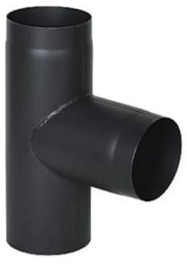 Pezzo a T nero opaco per stufa, diametro 120 mm, rivestimento smaltato, resistente al calore 600 °C, tubo per camino a legna