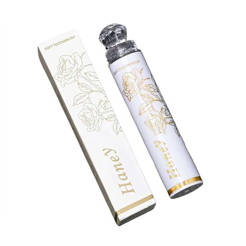 Tragbare abnehmbare geteilte Zahnbürste – Lippenstift & Sternblumen-Design, weiche Borsten für empfindliche Zähne, kompakt und leicht für Geschäftsreisen, Camping, Reisen (weiß)