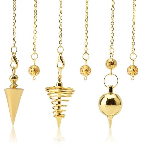 3 Pièces Pendule Divinatoire, Pendule Radiesthesie, Pendules en Cuivre Doré | Métal pour ésotérisme Divination, Accessoires de Tarot Cadeau, D'équilibre Reiki, pour Les Amateurs de Tarot