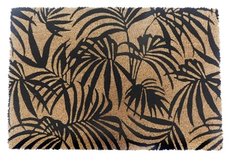 Relaxdays Fußmatte Kokos, Palmblätter, 60x40 cm, rutschfest, wetterfest, Fußabstreifer innen & außen, Türvorleger, Natur