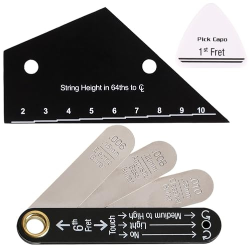 Gitarren Setup Zubehör Mit Stablehre Und Saitenspannwerkzeug Für E Bass Gitarren. Saitenspannwerkzeug