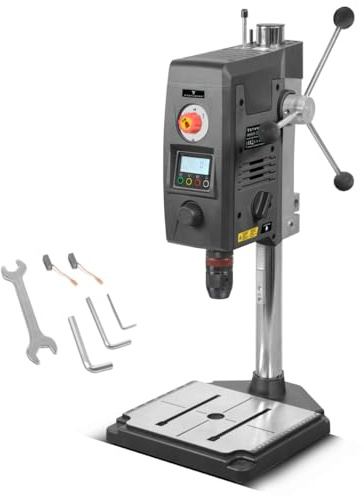 STAHLWERK Trapano da banco con laser a linee incrociate, 800 W, velocità di rotazione 200-2.500 giri/min, mandrino a serraggio rapido 1,5-13 mm, trapano a colonna con corsa di foratura da 90 mm e