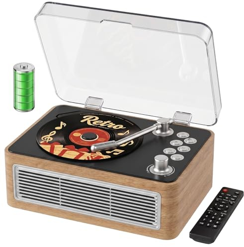 Gueray Retro CD Player Portable with Bluetooth & Speakers & Radio Oak | CD-Player for Home with Remote Control Support USB/AUX Playback Headphone Jack