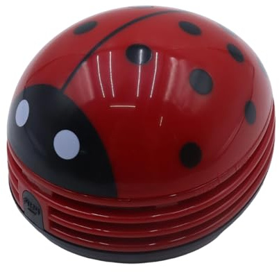 Riven Mini aspirateur de bureau portable en forme de coccinelle rouge pour nettoyer les copeaux de caoutchouc et la poussière (10,5 x 8,5 x 7 cm)