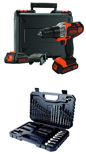 Black + Decker MT218KB Perceuse sans fil multi-outil avec 2 Batteries + Black + Decker A7219 Coffret d'Outils de perçage/vissage 80 pièces