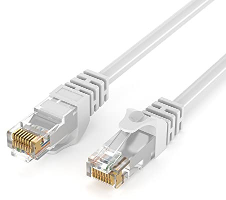 JAMEGA 2m CAT.6 Netzwerkkabel (RJ45) Patchkabel Ethernet Lan in weiß| 1Gbit/s | 250MHz | kompatibel zu CAT.5 / CAT.5e / CAT.6