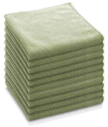 E-Cloth Paño de Microfibra de Uso General, paño de Limpieza Multiusos para Superficies del hogar, Lavable y Reutilizable, Promesa de 100 Lavados, Verde, Paquete de 10